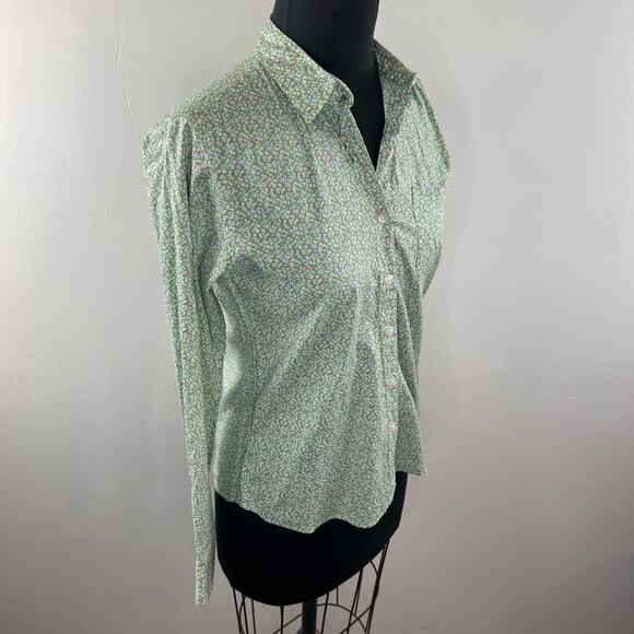 STEVEN ALAN Green Pink Shirt Cotton Floral Long Sleeve Button-Up USA S Small - Picture 4 of 8